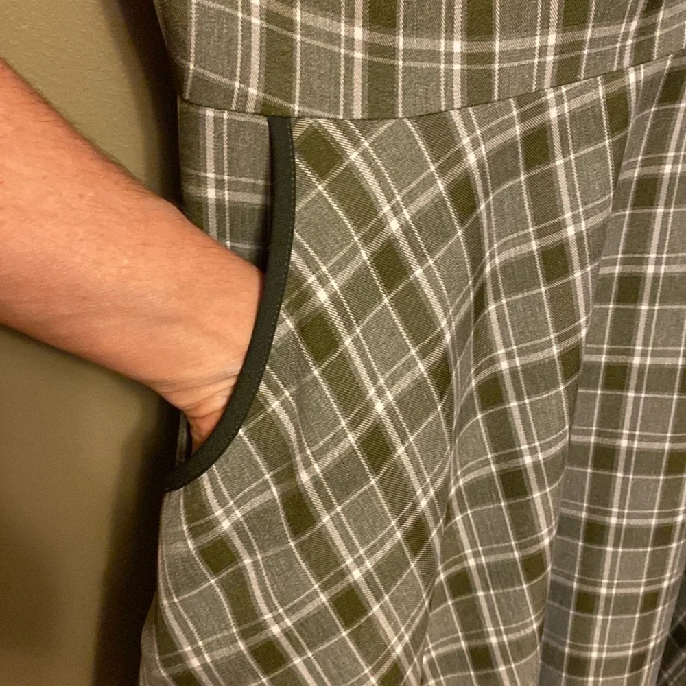 Voodoo Vixen Olive Plaid Dress - Picture 4 of 7